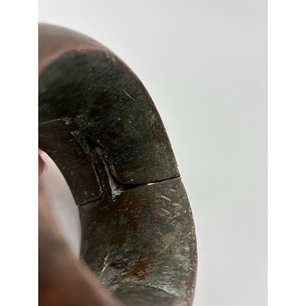 Antique African Copper Alloy Currency Bangle Heavy Cast Chevron Hatched 3.5in - Picture 6 of 8